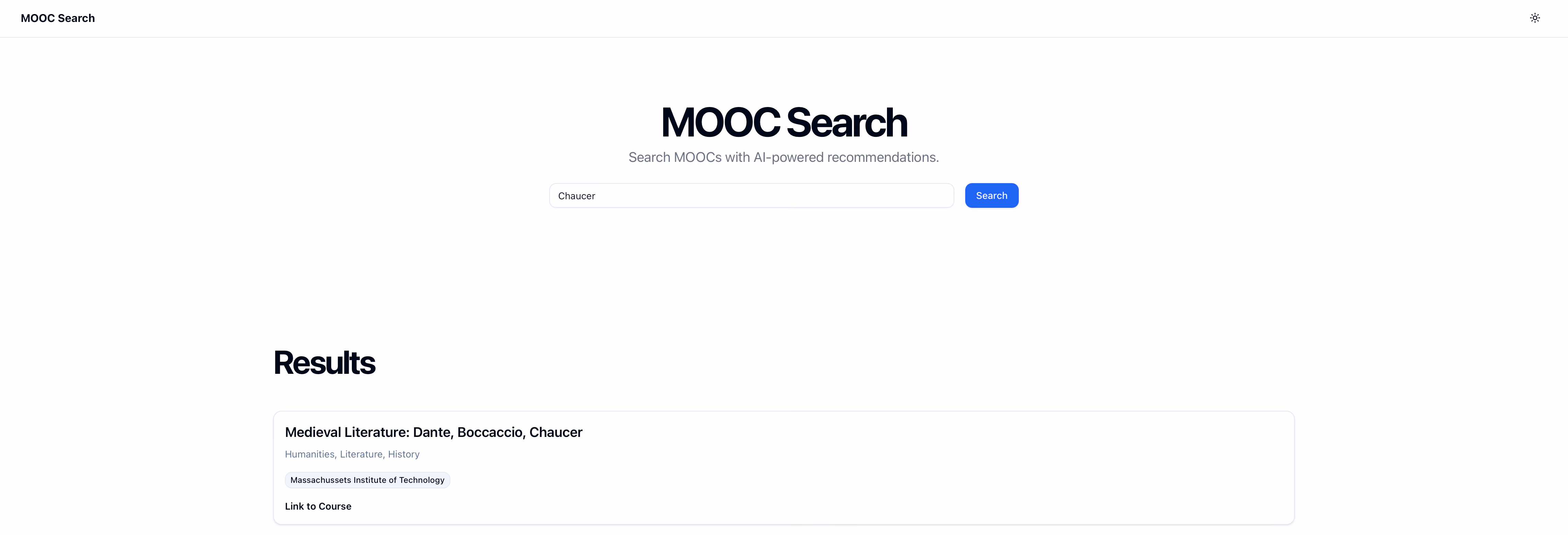 MOOC Search - Agentic Online Course Recommender project preview